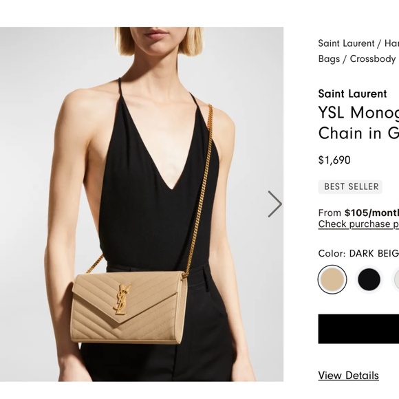 YSL Monogram Large Wallet on Chain in Grained Leather - Picture 3 of 9